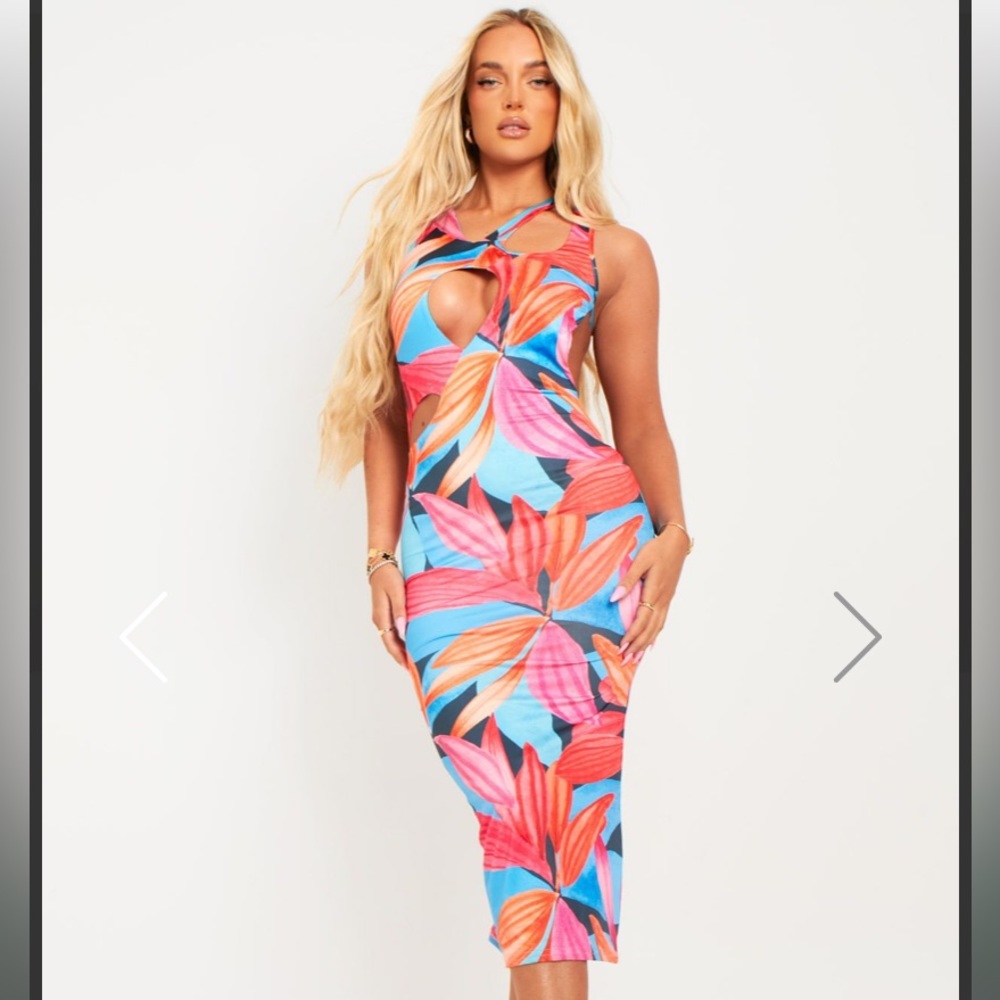 Never Worn Missy Empire Blue Cut Out Dress